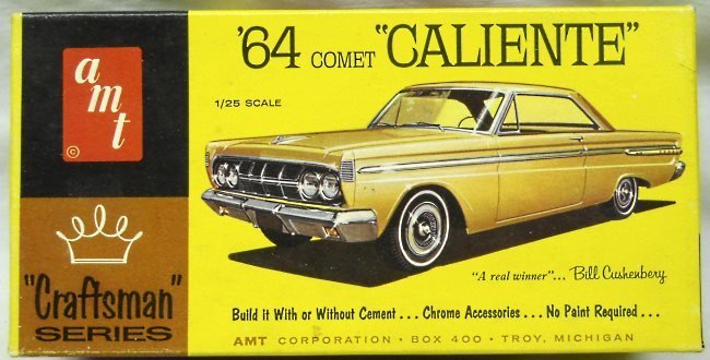 AMT 1/25 1964 Mercury Comet Caliente 2 Door Hardtop Craftsman Series, 4324-100 plastic model kit
